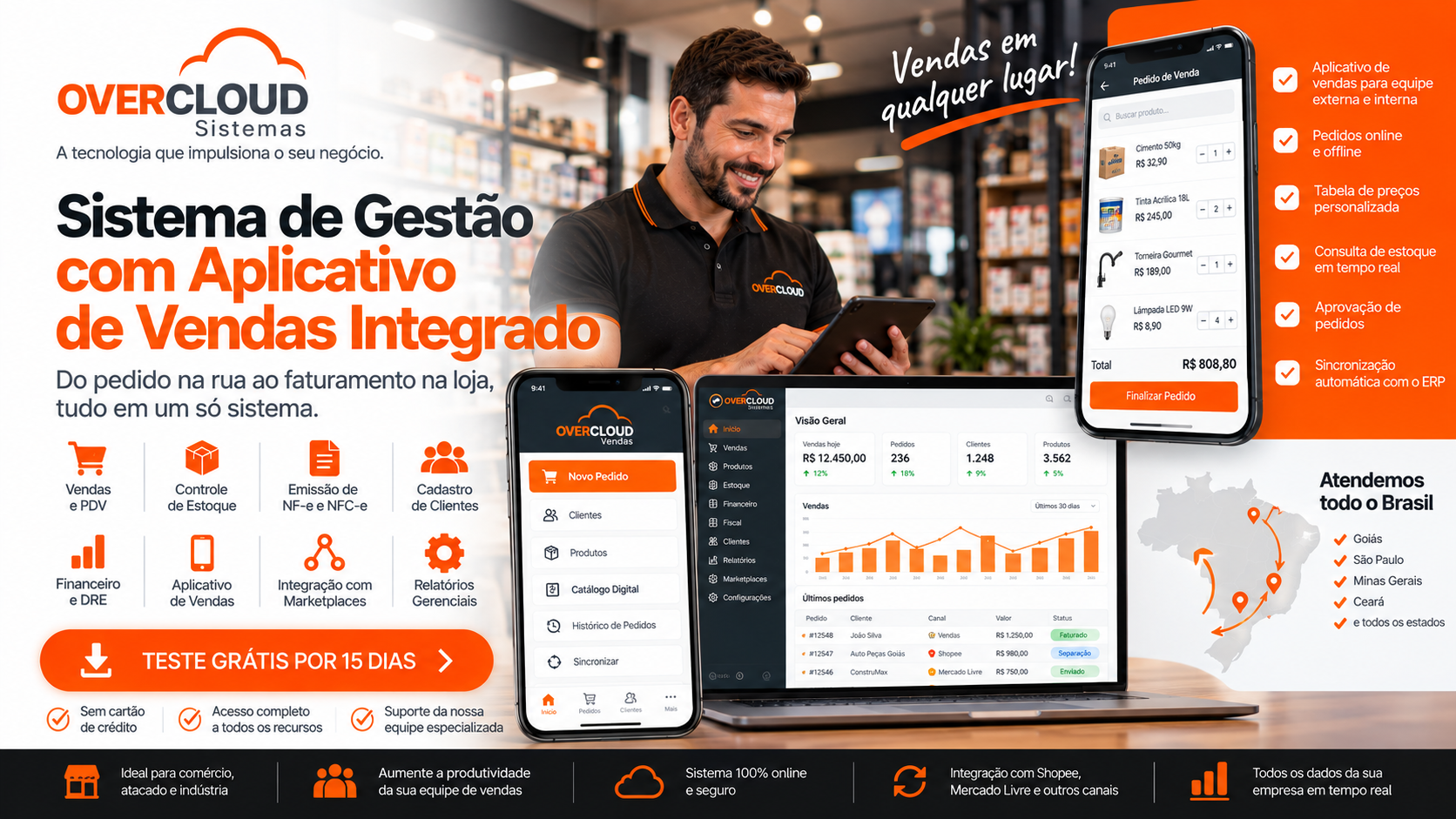 Sistema de gestão completo com aplicativo de vendas integrado